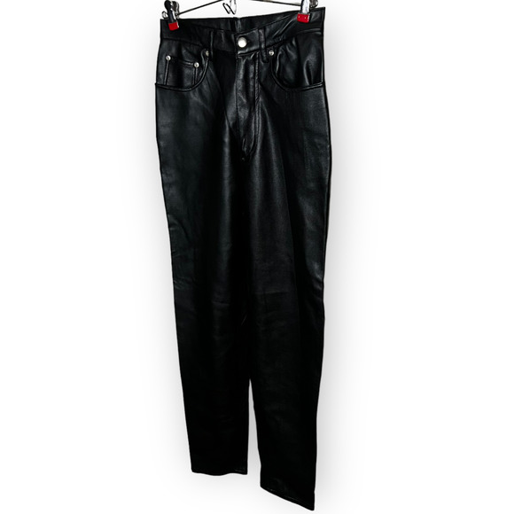 BB Dakota Vintage 90's Junior's Black Faux Leather High Waist Pants Size 5/6 - Picture 12 of 12